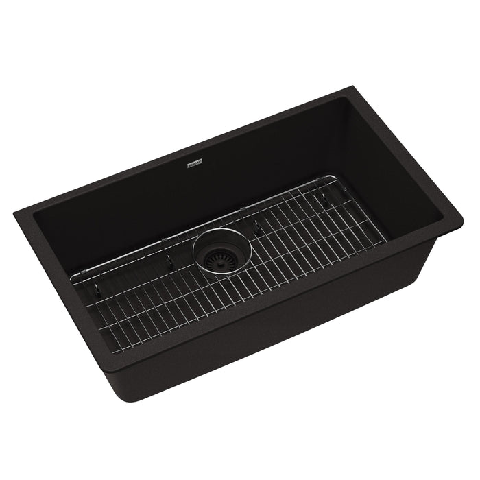 Elkay ELGRU13322BK0C Quartz Single-Bowl Undermount Kitchen Sink Kit