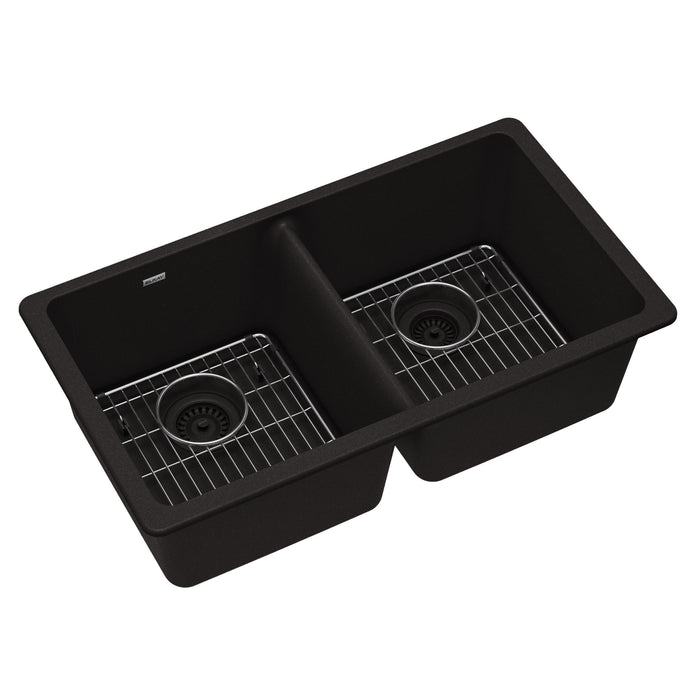 Elkay ELGU3322BK0C Quartz Double-Bowl Undermount Kitchen Sink Kit