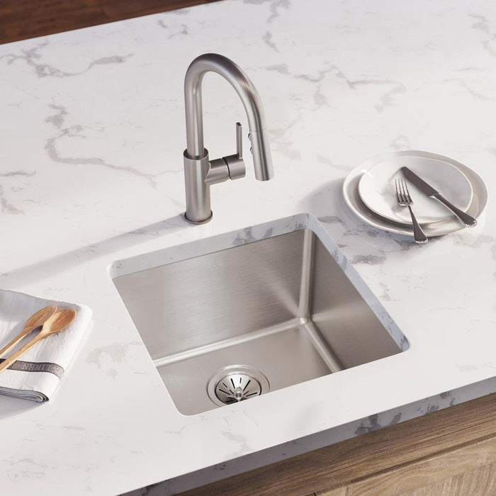 Elkay ELUH1616T 18-1/2" x 18-1/2" Stainless Steel Single-Bowl Undermount Kitchen Sink in Luminous Satin