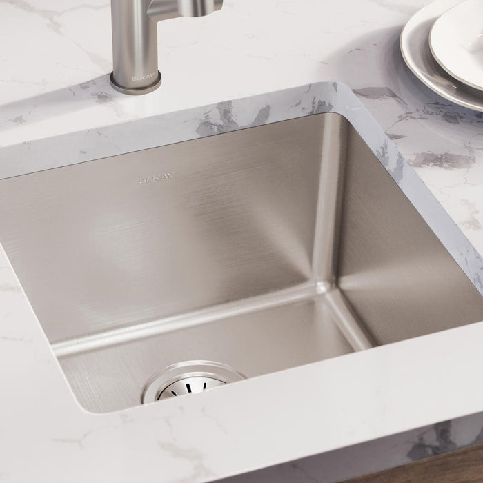 Elkay ELUH1616T 18-1/2" x 18-1/2" Stainless Steel Single-Bowl Undermount Kitchen Sink in Luminous Satin
