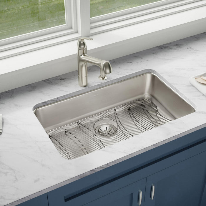 Elkay ELUH2816DBG 30-1/2" x 18-1/2" Stainless Steel Single-Bowl Undermount Kitchen Sink Kit in Lustrous Satin