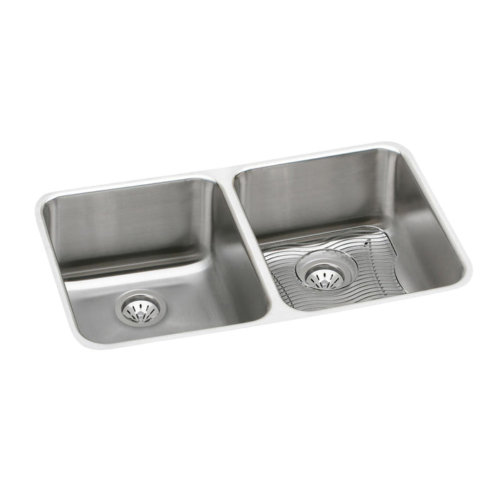 Elkay ELUH311810DBG Stainless Steel Double-Bowl Undermount Kitchen Sink Kit