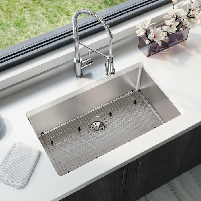 Elkay ELUHH3017TPDBG 32-1/2" x 19-1/2" Stainless Steel Single-Bowl Undermount Kitchen Sink Kit in Luminous Satin