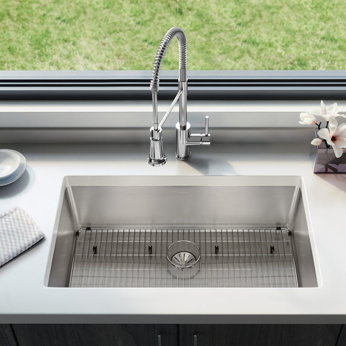 Elkay ELUHH3017TPDBG 32-1/2" x 19-1/2" Stainless Steel Single-Bowl Undermount Kitchen Sink Kit in Luminous Satin