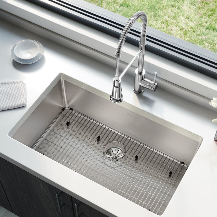 Elkay ELUHH3017TPDBG 32-1/2" x 19-1/2" Stainless Steel Single-Bowl Undermount Kitchen Sink Kit in Luminous Satin