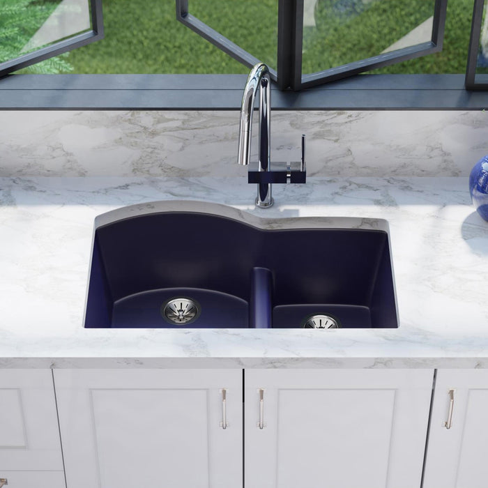 Elkay ELXHU3322RJB0 33" x 22" Quartz Double-Bowl Undermount Kitchen Sink in Jubilee