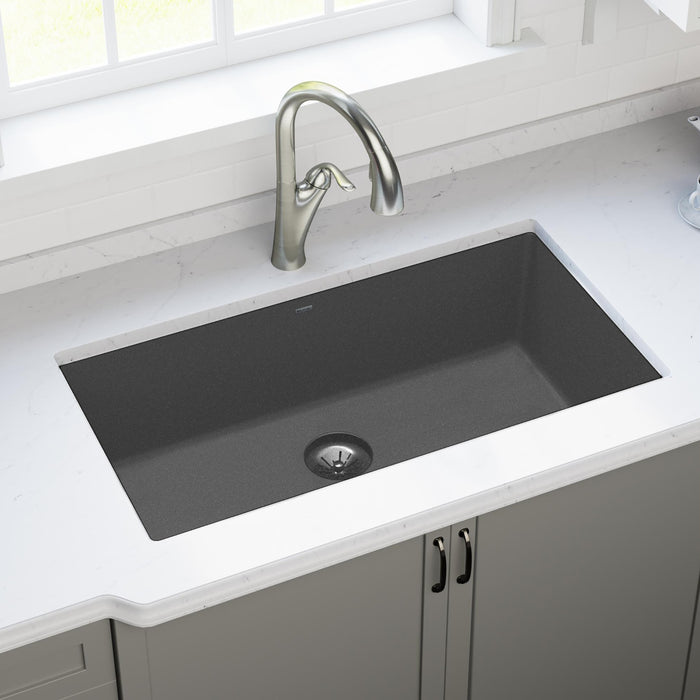 Elkay ELXRUP3620CH0 36" x 20" Quartz Single-Bowl Undermount Kitchen Sink in Charcoal