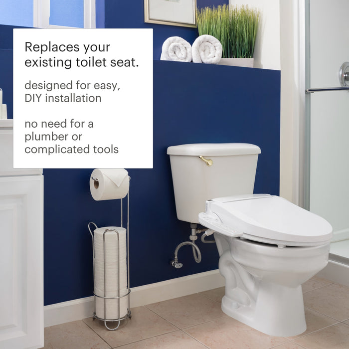 Brondell EM417-EW Swash Select Sidearm Bidet Seat with Warm Air Dryer, Elongated White