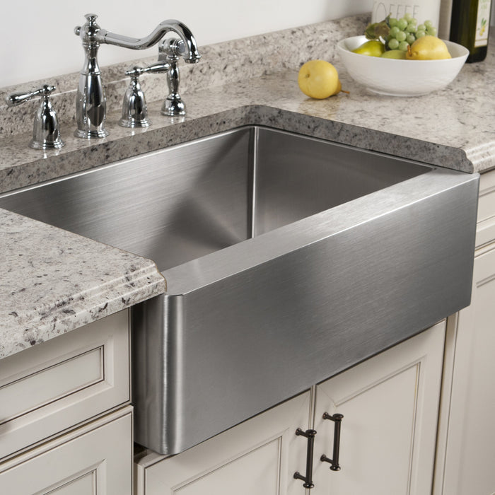 Houzer ENS-3020 Epicure 30" Apron Front Farmhouse Single Bowl Kitchen Sink with Strainer & Grid