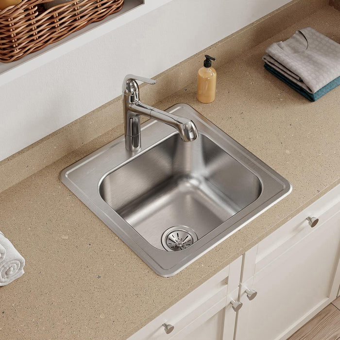 Elkay ESE2020100 20" x 20" Stainless Steel Drop-In Sink in Brushed Satin