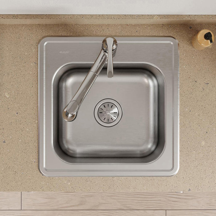 Elkay ESE2020100 20" x 20" Stainless Steel Drop-In Sink in Brushed Satin