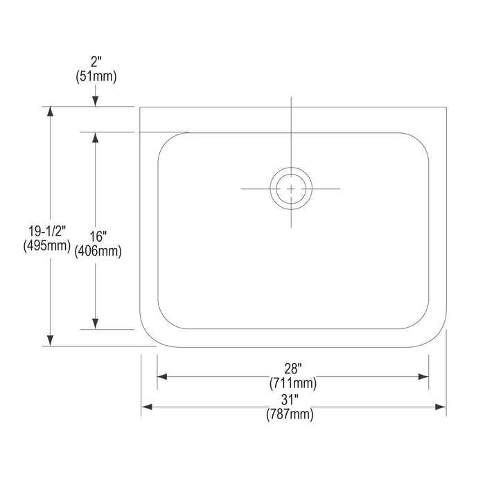 Elkay EWS31200 31" x 19-1/2" Stainless Steel Single-Bowl Wall-Mount Commercial Sink in Buffed Satin