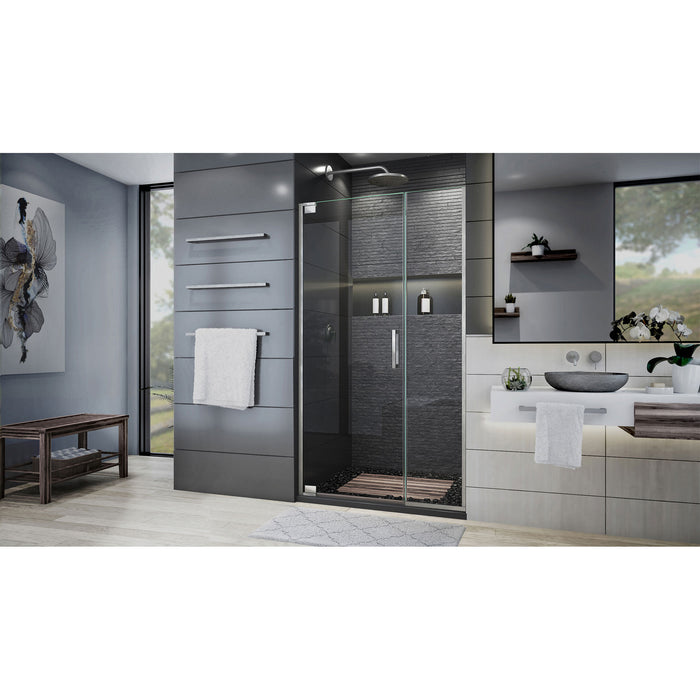 DreamLine SHDR-444014-04 Elegance Plus 39 3/4 - 40 1/2"W x 72"H Frameless Pivot Shower Door in Brushed Nickel