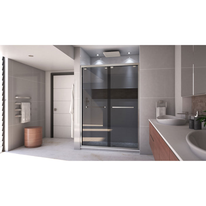 DreamLine SHDR-165476G-04 Encore 50-54" W x 76" H Semi-Frameless Bypass Sliding Shower Door in Brushed Nickel and Gray Glass