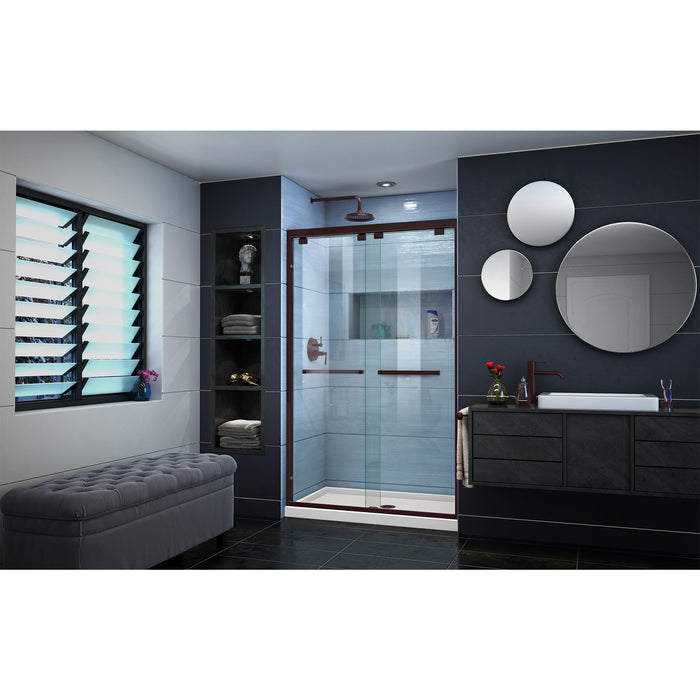 DreamLine DL-7008C-22-06 Encore 32"D x 48"W x 78 3/4"H Bypass Shower Door in Oil Rubbed Bronze and Center Drain Biscuit Base Kit