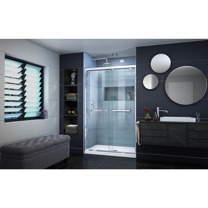 DreamLine DL-7009C-01 Encore 34"D x 48"W x 78 3/4"H Bypass Shower Door in Chrome and Center Drain White Base Kit