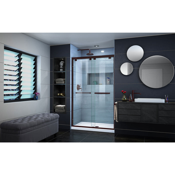 DreamLine DL-7008C-06 Encore 32"D x 48"W x 78 3/4"H Bypass Shower Door in Oil Rubbed Bronze and Center Drain White Base Kit