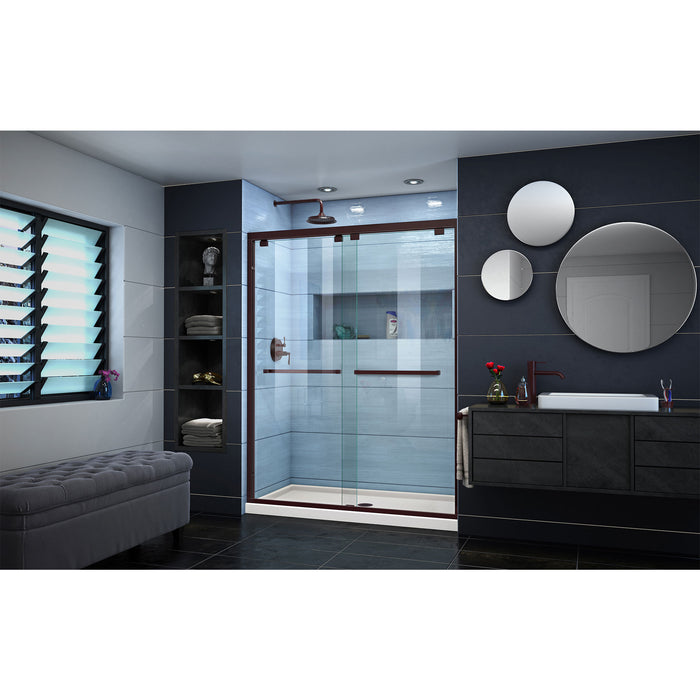 DreamLine DL-7004C-22-06 Encore 30"D x 60"W x 78 3/4"H Bypass Shower Door in Oil Rubbed Bronze and Center Drain Biscuit Base Kit