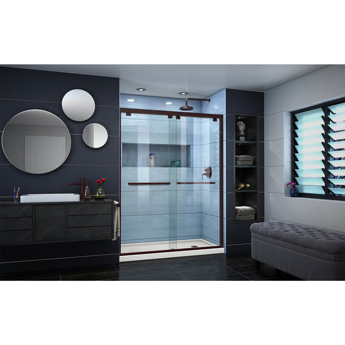 DreamLine DL-7007R-22-06 Encore 36"D x 60"W x 78 3/4"H Bypass Shower Door in Oil Rubbed Bronze and Right Drain Biscuit Base Kit