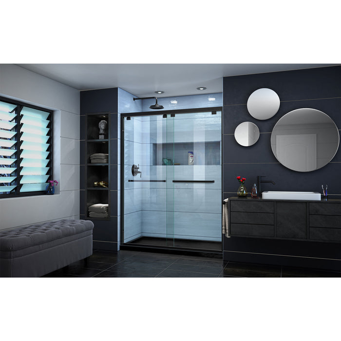 DreamLine DL-7007C-88-09 Encore 36"D x 60"W x 78 3/4"H Bypass Shower Door in Satin Black and Center Drain Black Base Kit