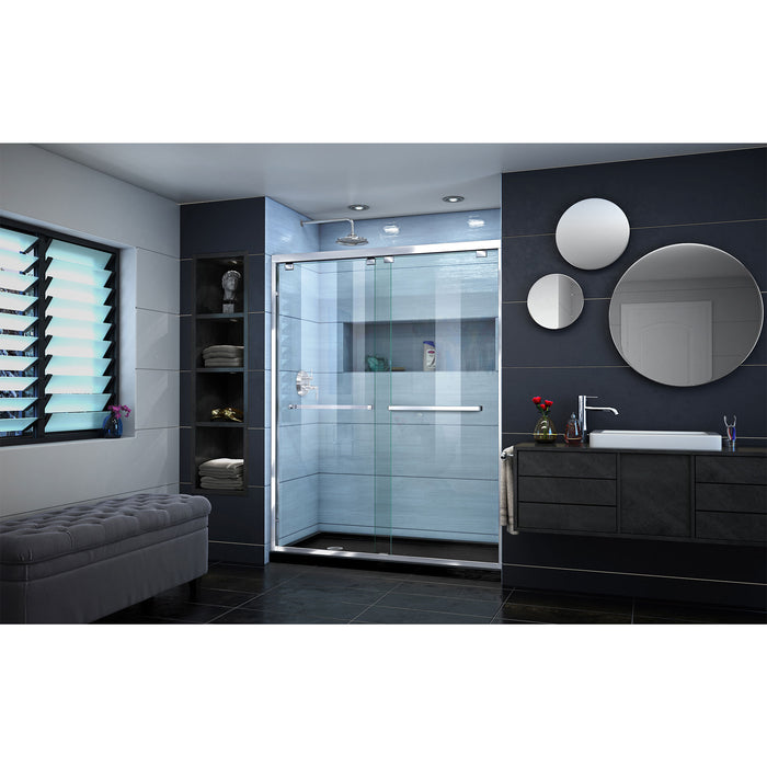 DreamLine DL-7004L-88-01 Encore 30"D x 60"W x 78 3/4"H Bypass Shower Door in Chrome and Left Drain Black Base Kit