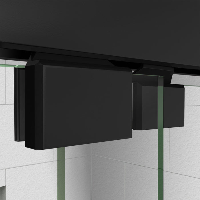 DreamLine DL-7005R-09 Encore 32"D x 60"W x 78 3/4"H Bypass Shower Door in Satin Black and Right Drain White Base Kit