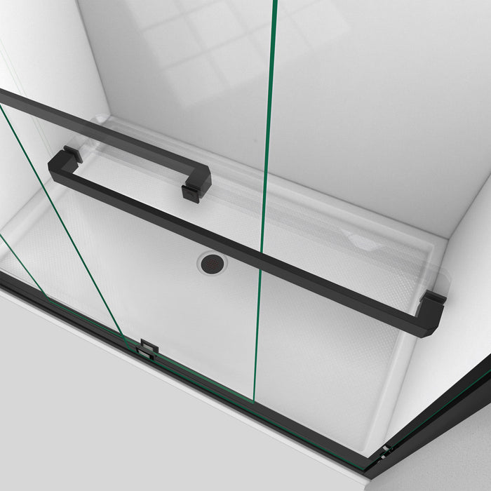 DreamLine DL-7006L-09 Encore 34"D x 60"W x 78 3/4"H Bypass Shower Door in Satin Black and Left Drain White Base Kit
