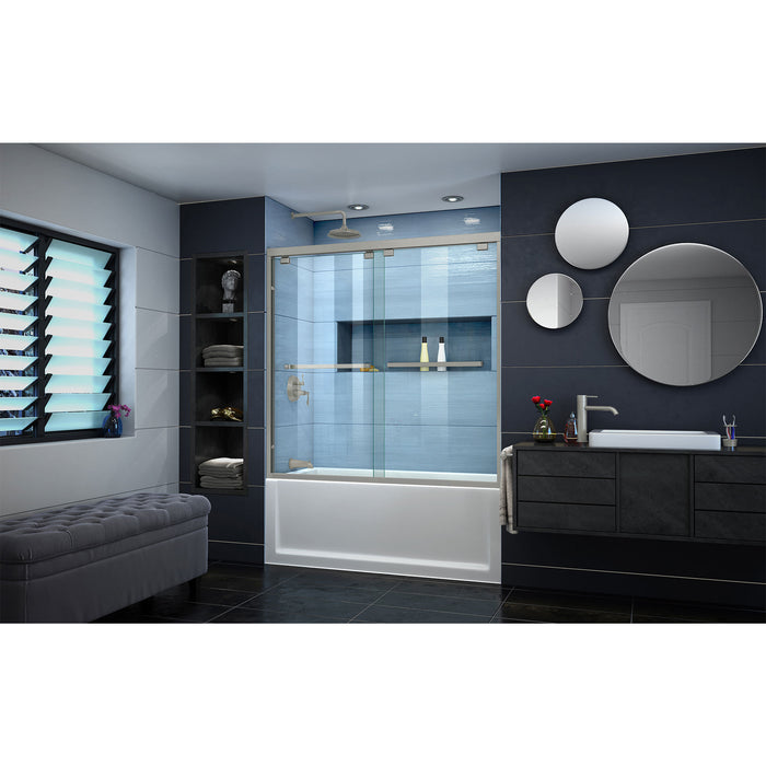 DreamLine SHDR-1660580-04 Encore 56-60"W x 58"H Semi-Frameless Bypass Tub Door in Brushed Nickel