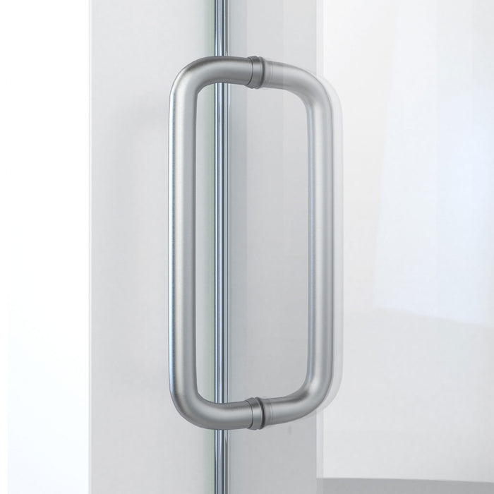 DreamLine SD6160W760VTX07 Enigma-CXO 56-60"W x 76"H Fully Frameless Sliding Shower Door in Brushed Stainless Steel with Towel Bar