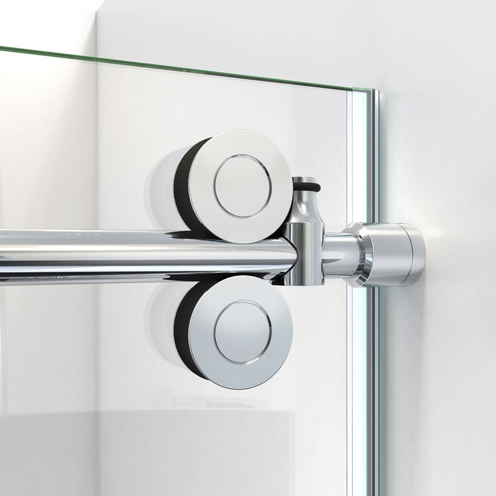 DreamLine SD6160W760VTX08 Enigma-CXO 56-60"W x 76"H Fully Frameless Sliding Shower Door in Polished Stainless Steel with Towel Bar