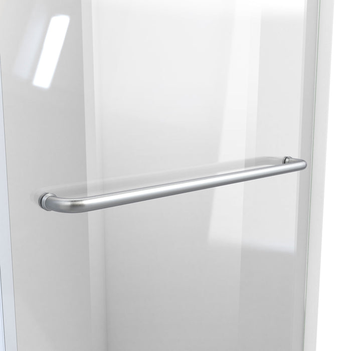 DreamLine SD6160W760VTX07 Enigma-CXO 56-60"W x 76"H Fully Frameless Sliding Shower Door in Brushed Stainless Steel with Towel Bar