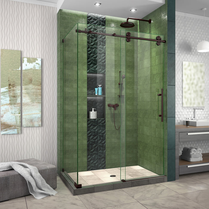 DreamLine SHEN-6134482-06 Enigma-XO 34 1/2"D x 44 3/8-48 3/8"W x 76"H Frameless Shower Enclosure in Oil Rubbed Bronze Stainless Steel