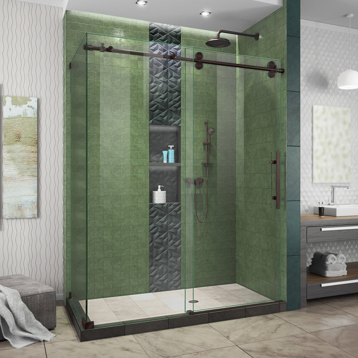 DreamLine SHEN-6134602-06 Enigma-XO 34 1/2"D x 56 3/8-60 3/8"W x 76"H Frameless Shower Enclosure in Oil Rubbed Bronze Stainless Steel