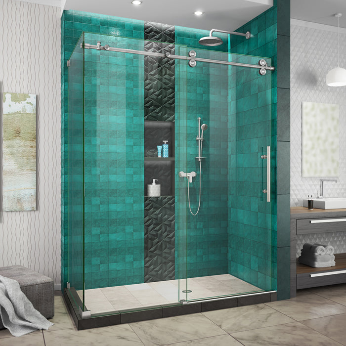 DreamLine SHEN-6132542-07 Enigma-XO 32 1/2"D x 50-54"W x 76"H Frameless Shower Enclosure in Brushed Stainless Steel