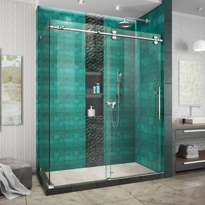DreamLine SHEN-6132542-08 Enigma-XO 32 1/2"D x 50-54"W x 76"H Frameless Shower Enclosure in Polished Stainless Steel