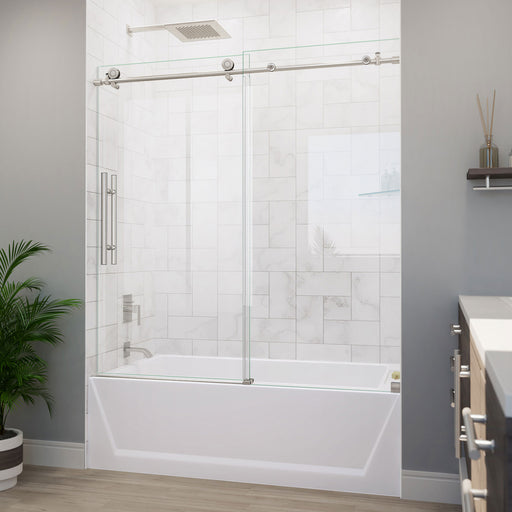 DreamLine TD61600620VDX07 Enigma-X Clear Sliding Tub Door in Brushed Stainless Steel