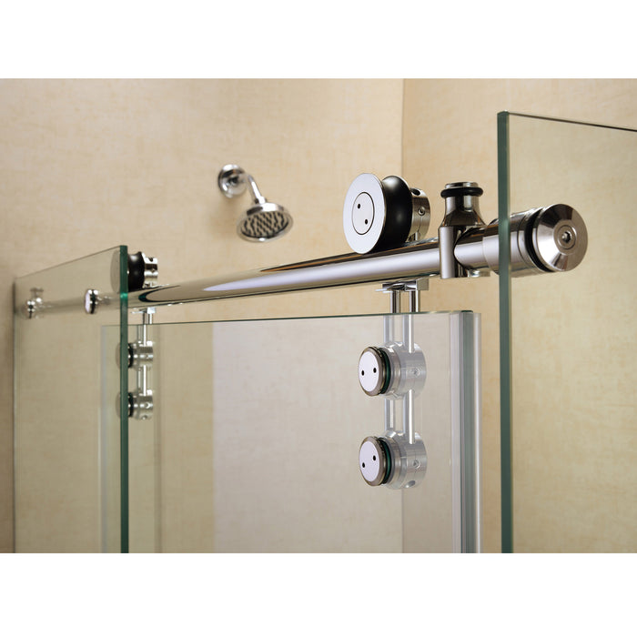 DreamLine SHEN-6234600-07 Enigma-Z 34 1/2"D x 60 3/8"W x 76"H Fully Frameless Sliding Shower Enclosure in Brushed Stainless Steel