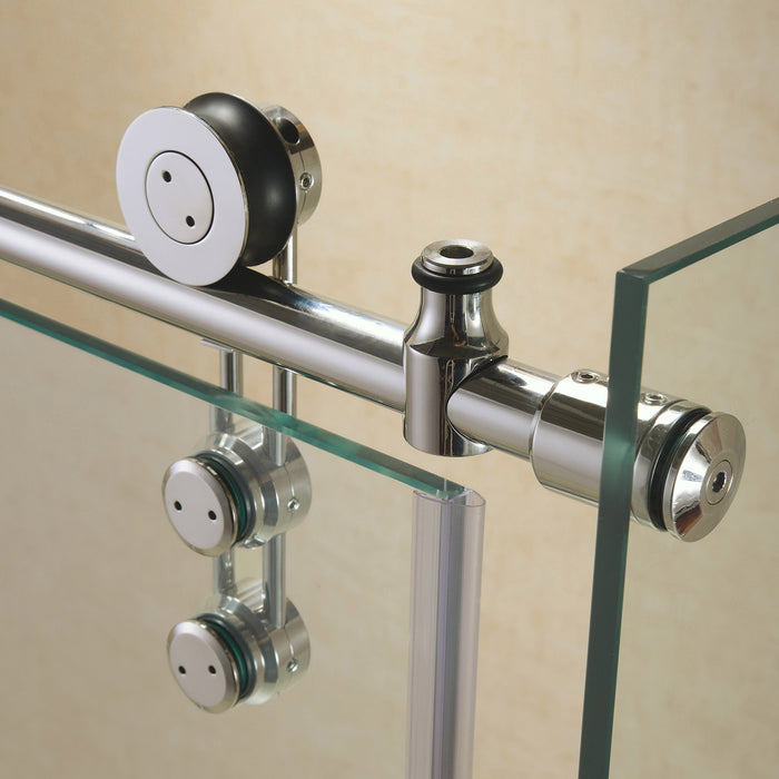 DreamLine SHEN-6234600-07 Enigma-Z 34 1/2"D x 60 3/8"W x 76"H Fully Frameless Sliding Shower Enclosure in Brushed Stainless Steel
