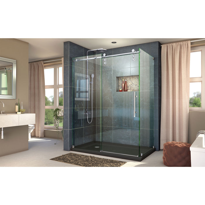 DreamLine SHEN-6234600-08 Enigma-Z 34 1/2"D x 60 3/8"W x 76"H Fully Frameless Sliding Shower Enclosure in Polished Stainless Steel