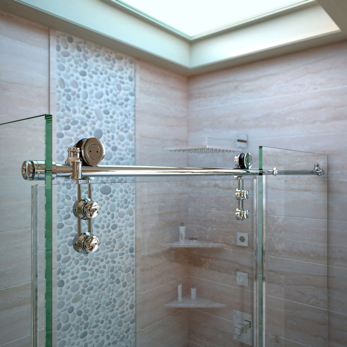 DreamLine SHEN-6234600-08 Enigma-Z 34 1/2"D x 60 3/8"W x 76"H Fully Frameless Sliding Shower Enclosure in Polished Stainless Steel