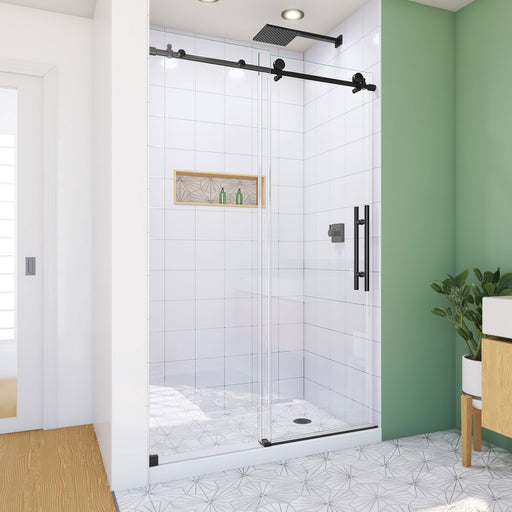 DreamLine SD61480760VDX09 Enigma-X Clear Sliding Shower Door in Satin Black