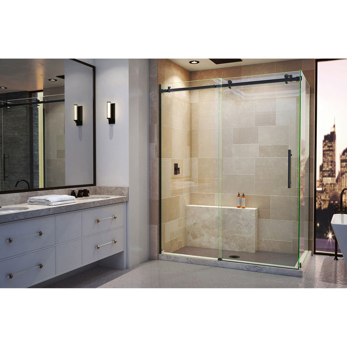 DreamLine SHEN-6434600-09 Enigma Air 34 3/4" D x 60 3/8" W x 76" H Frameless Sliding Shower Enclosure in Satin Black