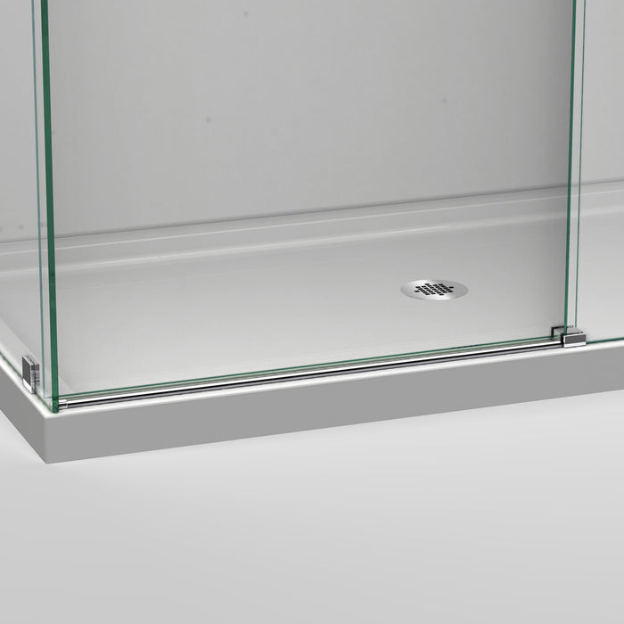 DreamLine SHEN-6434480-08 Enigma Air 34 3/4"D x 48 3/8"W x 76"H Frameless Sliding Shower Enclosure in Polished Stainless Steel