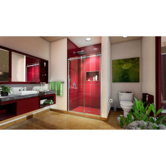 DreamLine SHDR-6548760-07 Enigma Sky 44-48"W x 76"H Frameless Sliding Shower Door in Brushed Stainless Steel