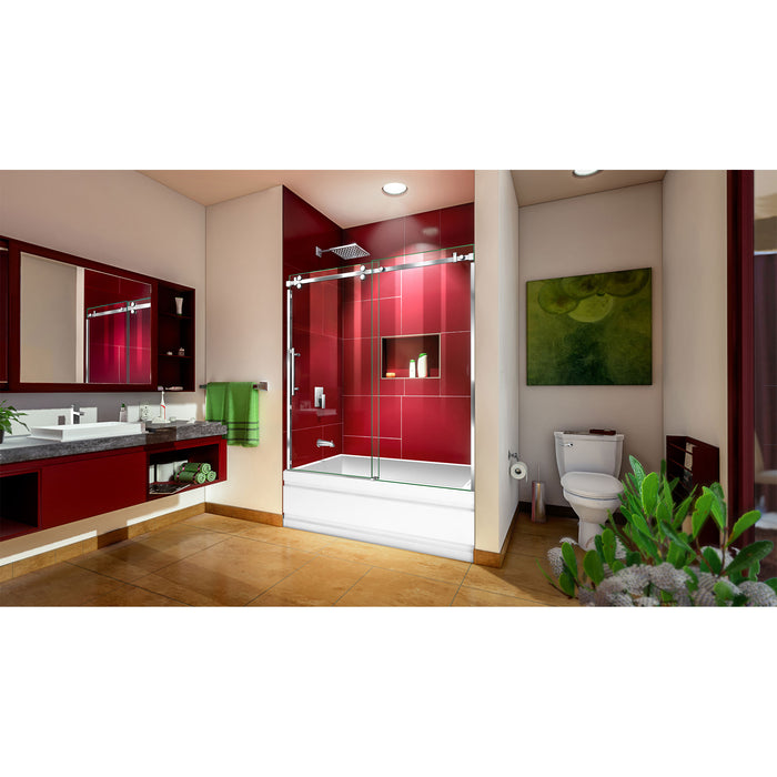 DreamLine SHDR-6560620-08 Enigma Sky 56-60"W x 62"H Frameless Sliding Tub Door in Polished Stainless Steel