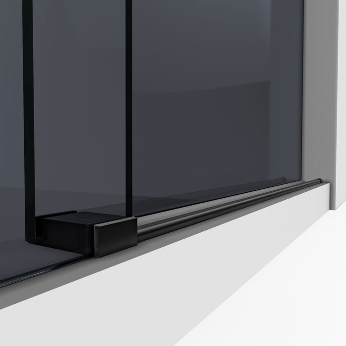 DreamLine SHDR6160762G-09 Enigma-XO 56-60"W x 76"H Frameless Smoke Gray Glass Sliding Shower Door in Satin Black Stainless Steel