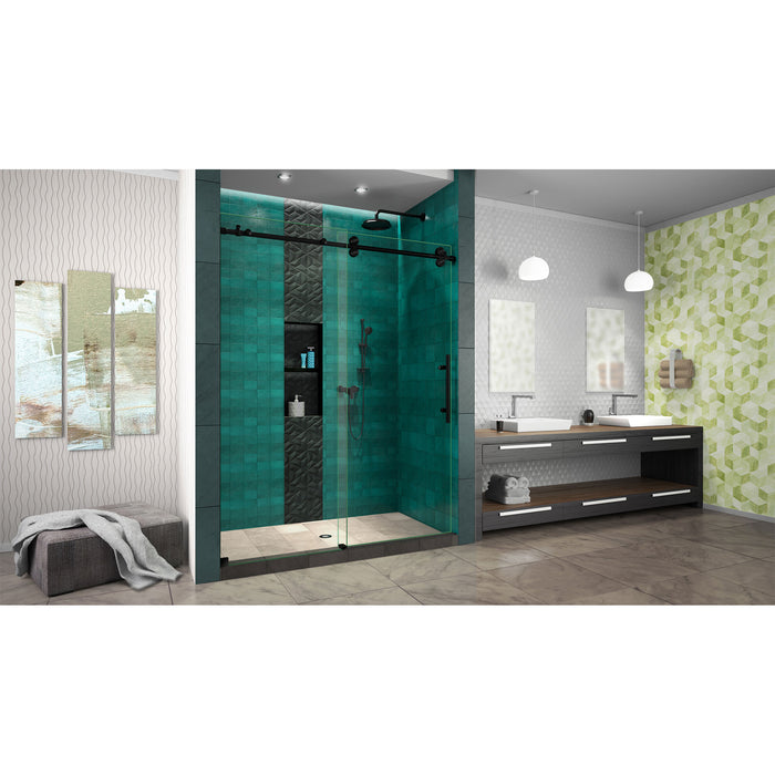 DreamLine SHDR61607620-09 Enigma-XO 56-60"W x 76"H Frameless Clear Glass Sliding Shower Door in Satin Black Stainless Steel