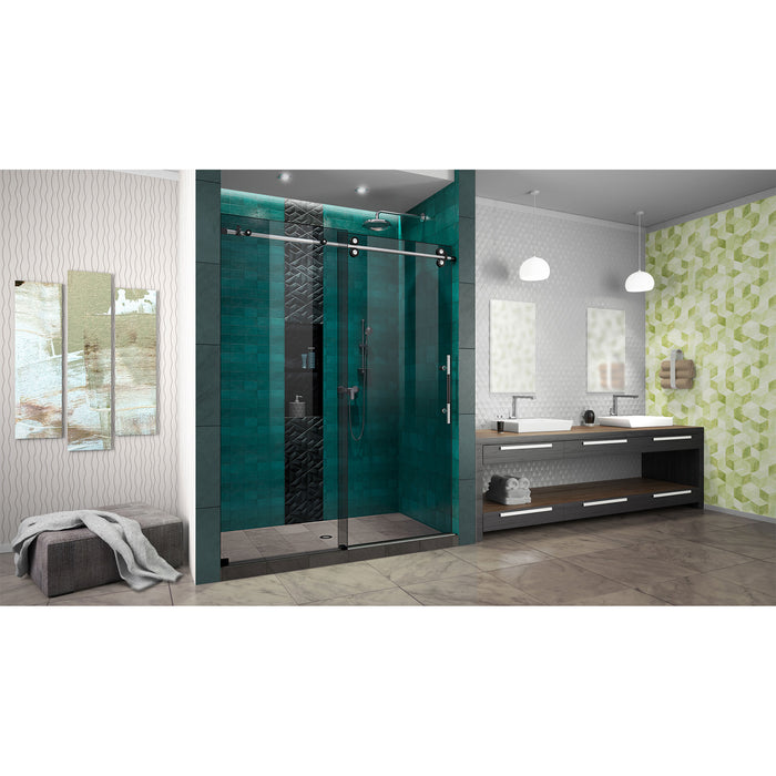DreamLine SHDR6160762G-18 Enigma-XO 56-60"W x 76"H Frameless Smoke Gray Glass Sliding Shower Door in Polished Tuxedo