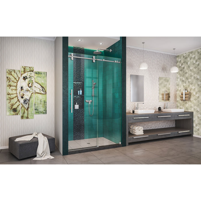 DreamLine SHDR-61487620-07 Enigma-XO 44-48"W x 76"H Fully Frameless Sliding Shower Door in Brushed Stainless Steel