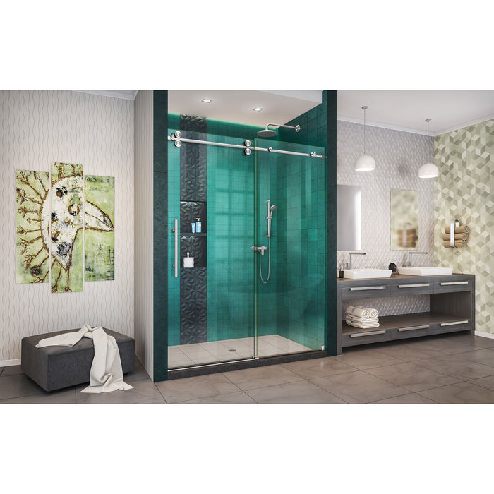 DreamLine SHDR-61547620-07 Enigma-XO 50-54"W x 76"H Fully Frameless Sliding Shower Door in Brushed Stainless Steel